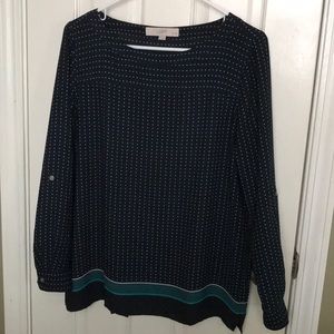 Loft Navy Polka Dot Blouse